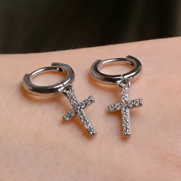 Stříbrné kroužky se zavěšeným křížkem 11778.1