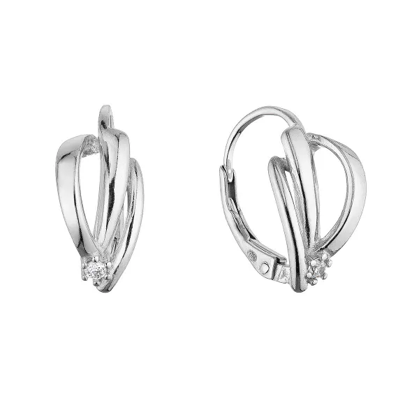 Stříbrné visací proplétané náušnice se zirkonem 11669.1