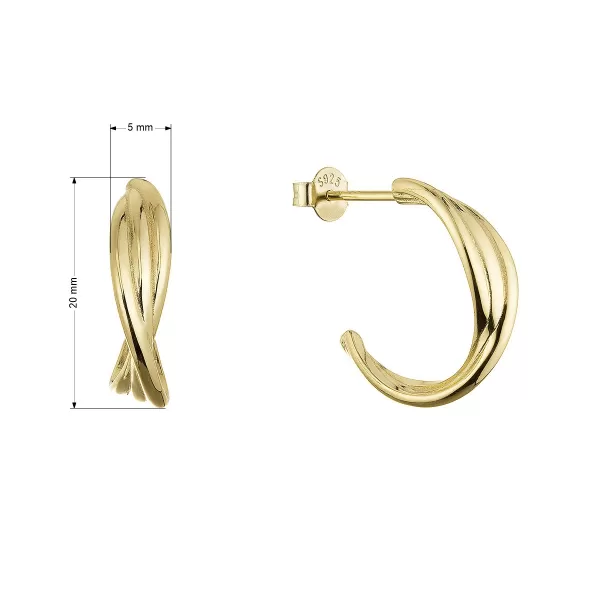 Pozlacené stříbrné náušnice zapletené kroužky 61114