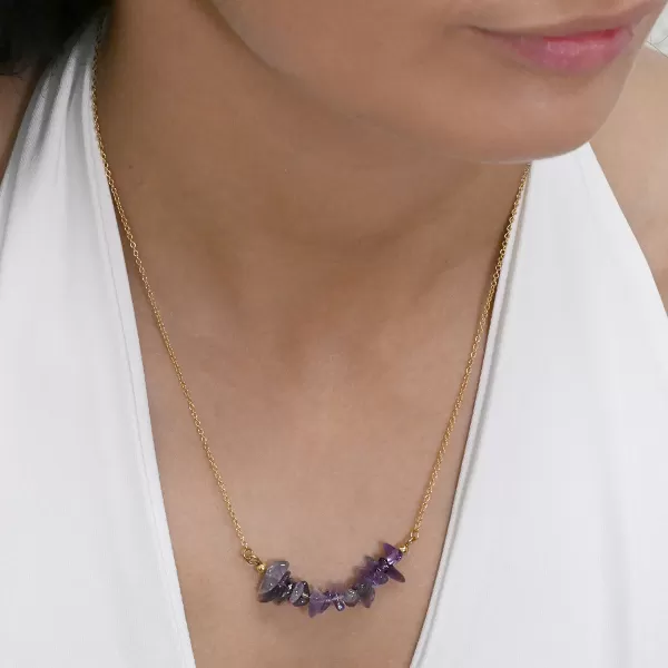 Náhrdelník s kamenem ametyst 42037.3 ocel