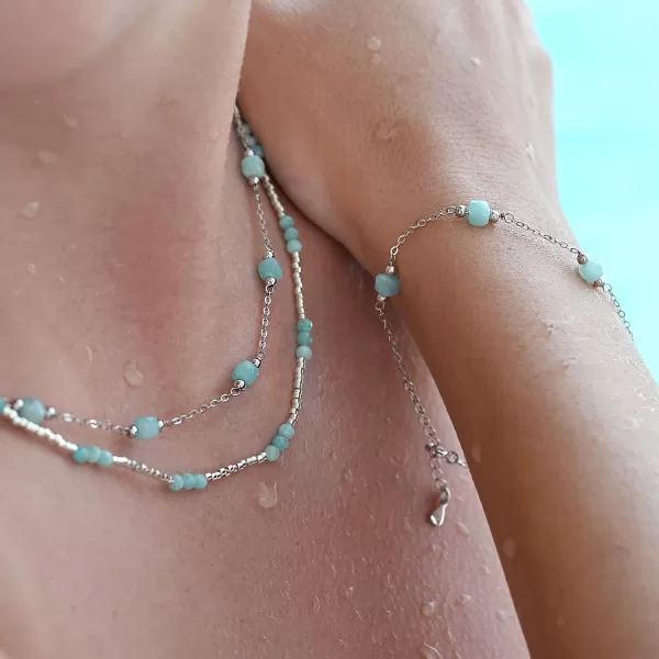 Stříbrný náramek s amazonity 13111.3