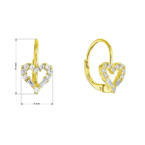 Pozlacené stříbrné náušnice srdce 11717.1