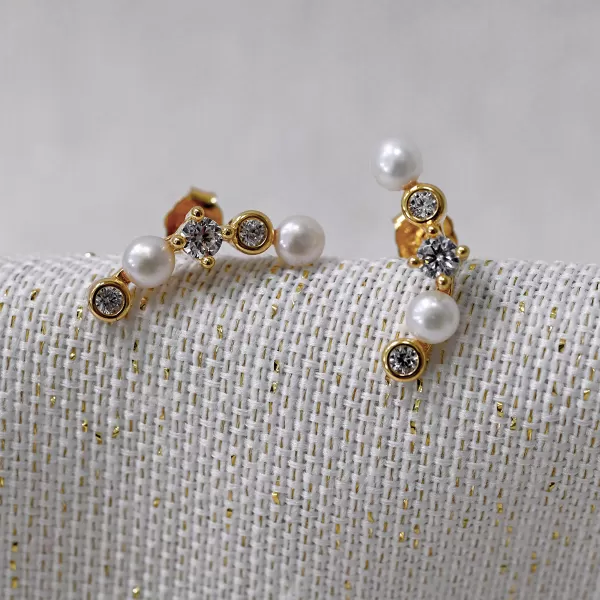 Pozlacené náušnice s říčními perlami 21124.1