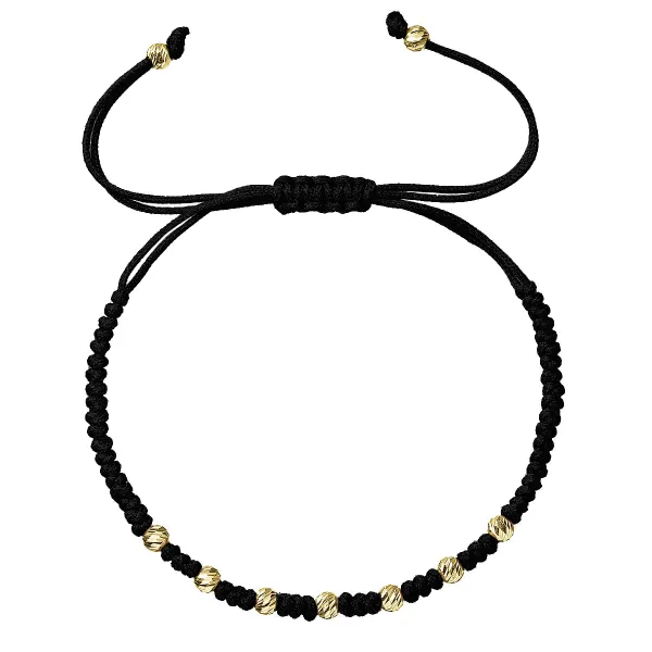 Kabbalah náramek černý se zlatými ozdobnými kuličkami 93T00102 black