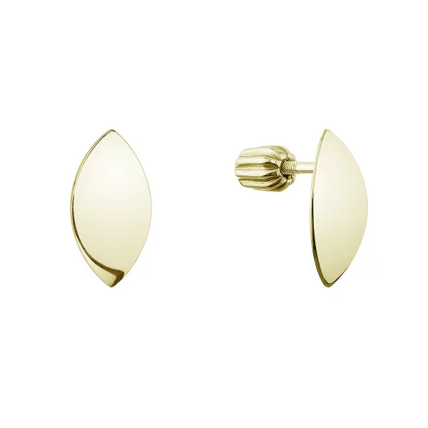 Pozlacené stříbrné náušnice lesklý lísteček 61137