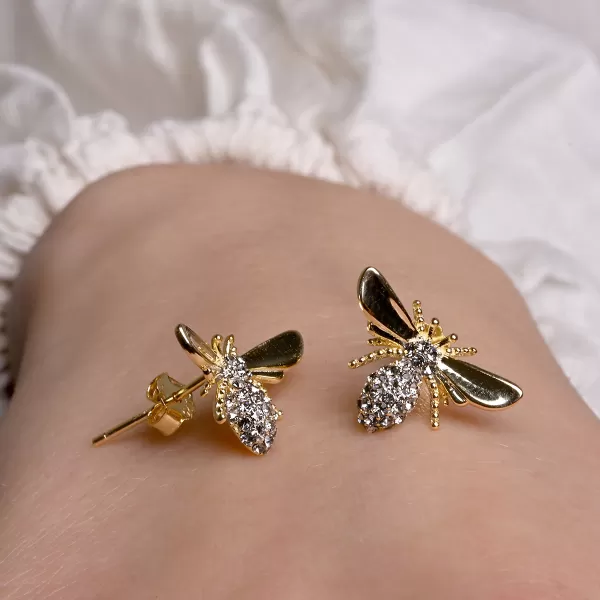 Pozlacené náušnice včelky 11757.1