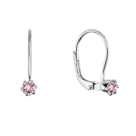 Stříbrné visací náušnice s Preciosa krystalem 31322.3 lt. rose
