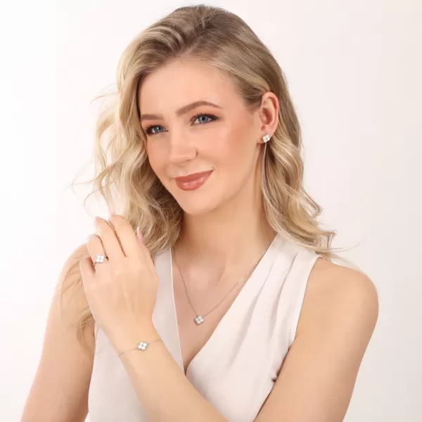 Náhrdelník stříbrný opálový čtyřlístek 12148.1 white