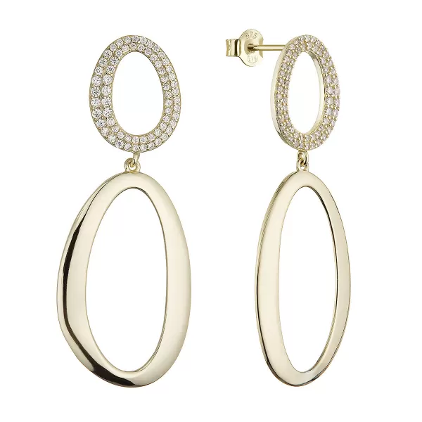 Pozlacené dlouhé náušnice oválky 11787.1