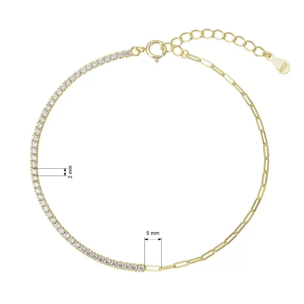 Pozlacený náramek se zirkony a řetízkem 13103.1