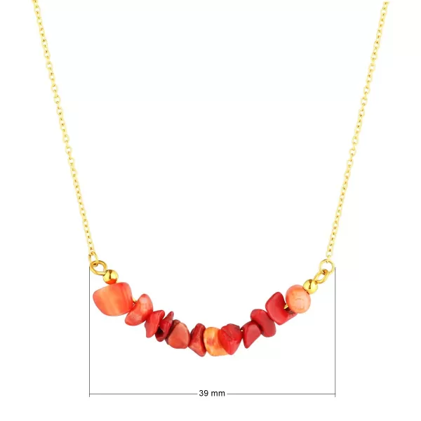 Náhrdelník s kamenem korál 42037.3 ocel
