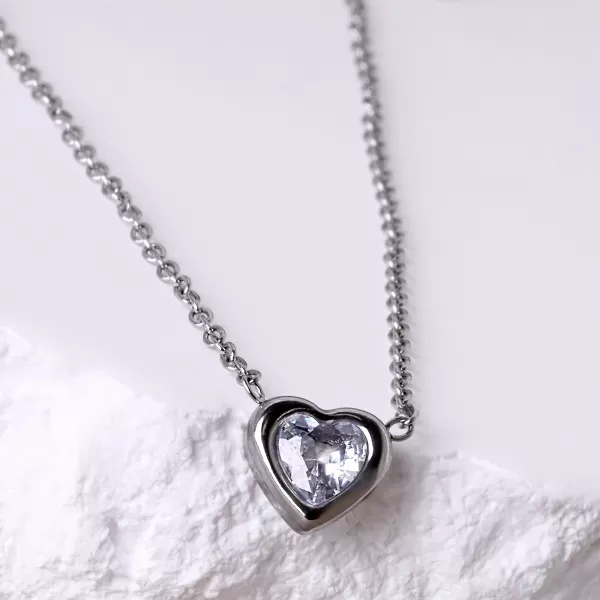 Náhrdelník srdce s krystalem 42048.1
