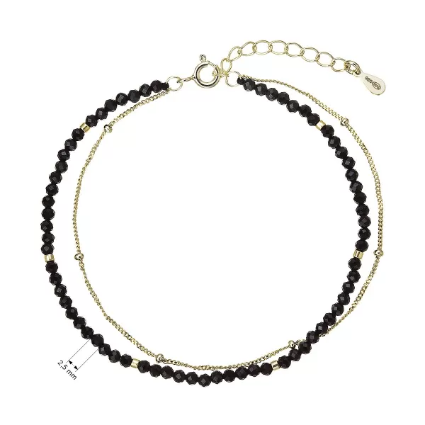 Pozlacený dvojitý náramek s černými spinely 13114.3