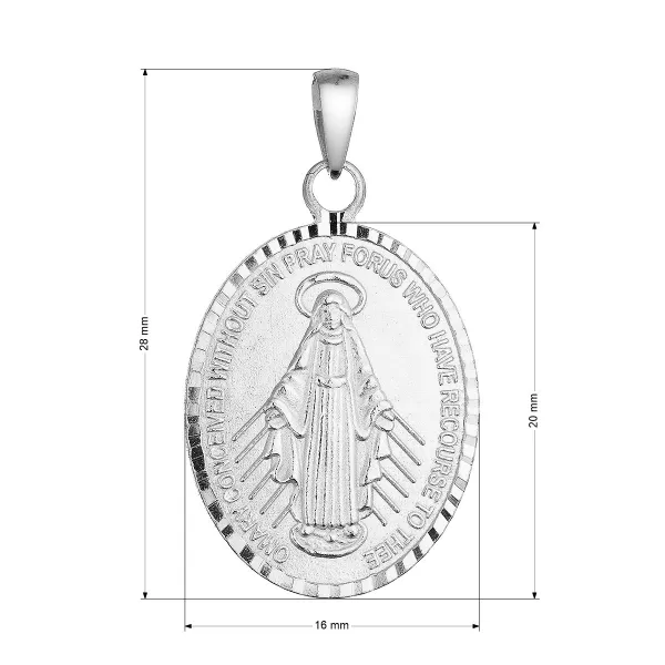 Stříbrný přívěsek madailon Madonka 64089