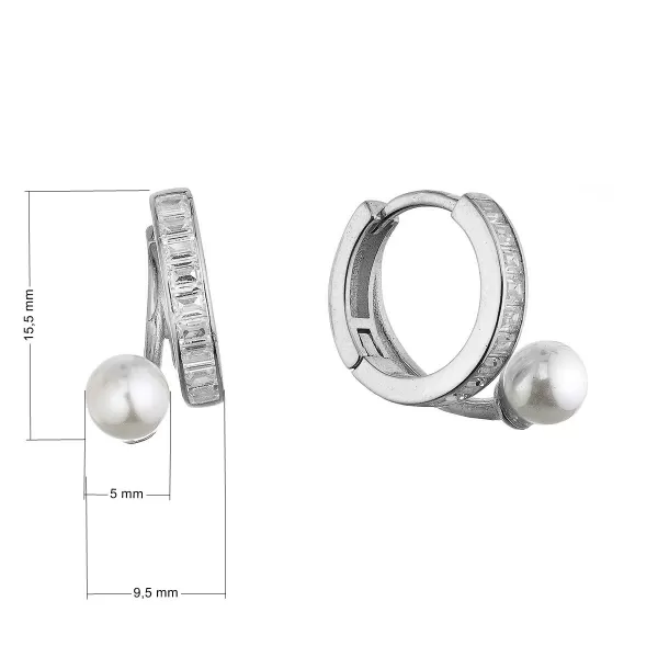 Stříbrné kroužky s perličkou a zirkony 11808.1