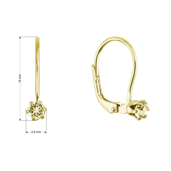 Pozlacené visací náušnice s Preciosa krystalem 31322.3 jonquil