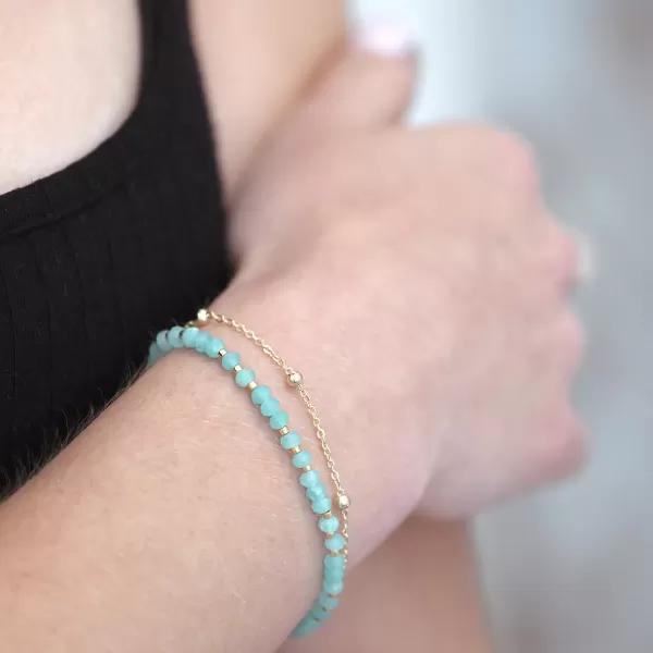 Pozlacený dvojitý náramek s amazonity 13115.3