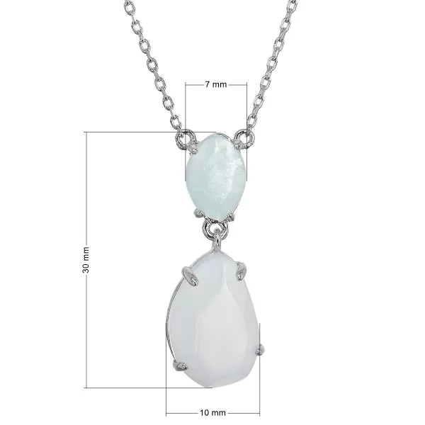 Stříbrný náhrdelník s akvamarínem a chalcedonem 12161.3