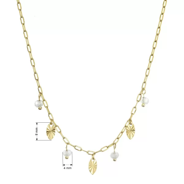 Náhrdelník ocelový s bílým jadeitem 42026.1