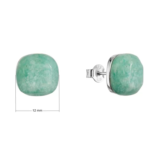 Stříbrné náušnice čtverec s amazonitem 11729.3