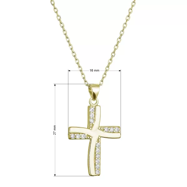 Pozlacený stříbrný náhrdelník kříž se zirkony 12135.1 crystal