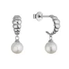 Stříbrné náušnice kruhy se zavěšenou říční perlou 21126.1