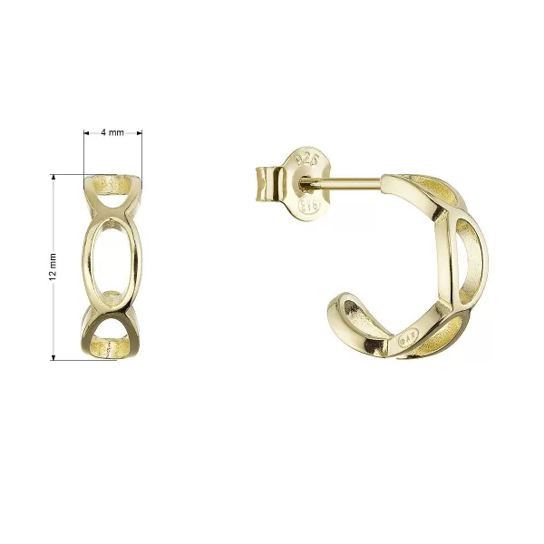 Pozlacené náušnice elegantní půlkruhy 61166