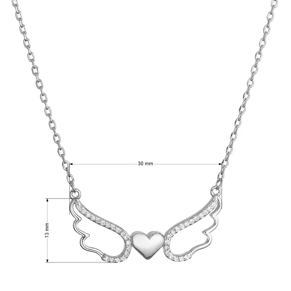 Stříbrný náhrdelník andělská křídla se srdíčkem 12136.1