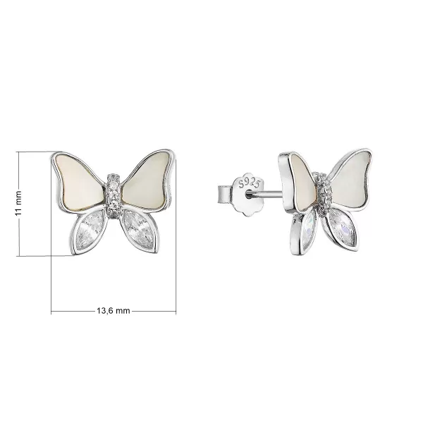 Stříbrné náušnice motýlci s perletí 11804.1
