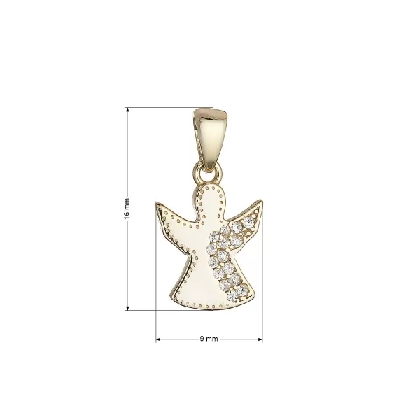 Stříbrný pozlacený přívěsek anděl se zirkony 14049.1