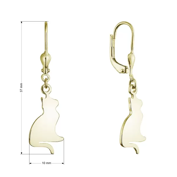 Pozlacené stříbrné náušnice kočky 61129