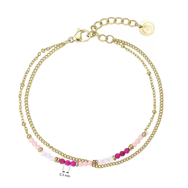 Náramek ocelový s pravými kameny 43069.3 růžový