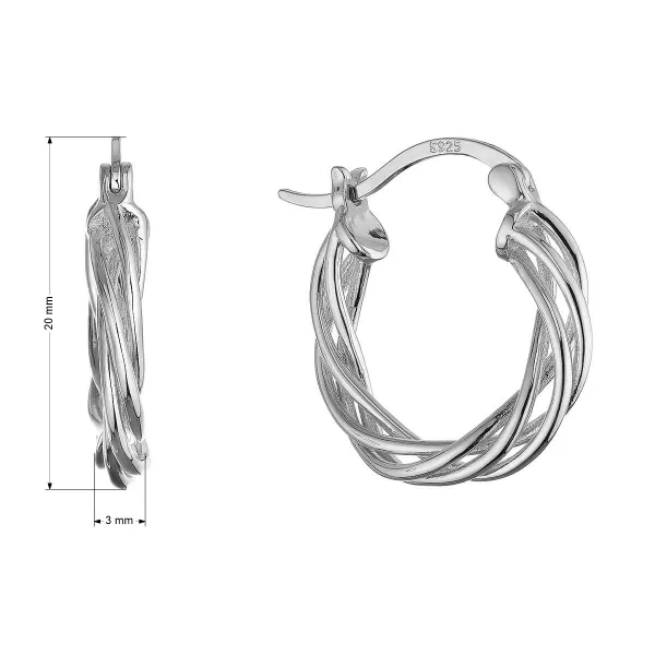 Stříbrné náušnice proplétané kruhy 61164