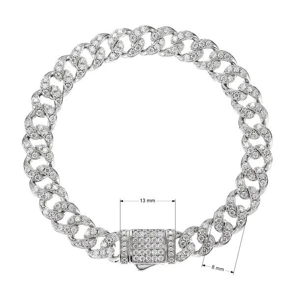 Stříbrný kubánský náramek TESS 13M00005 moissanite