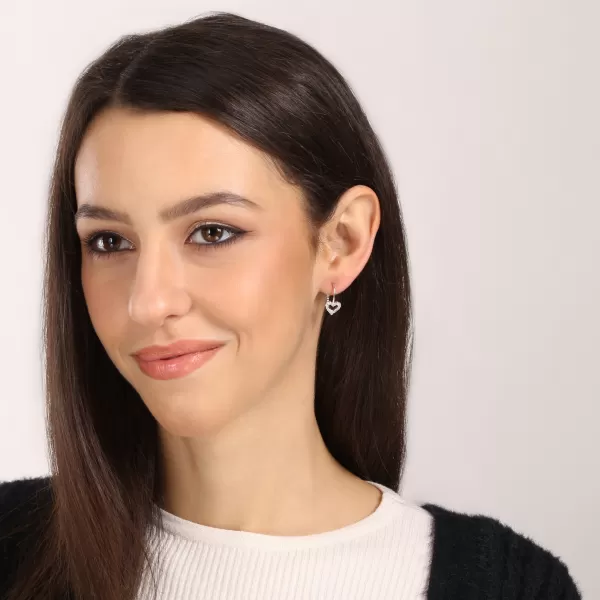 Stříbrné náušnice srdce 11717.1