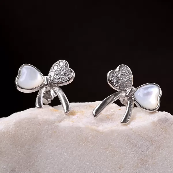 Stříbrné náušnice perleťové mašličky 11803.1