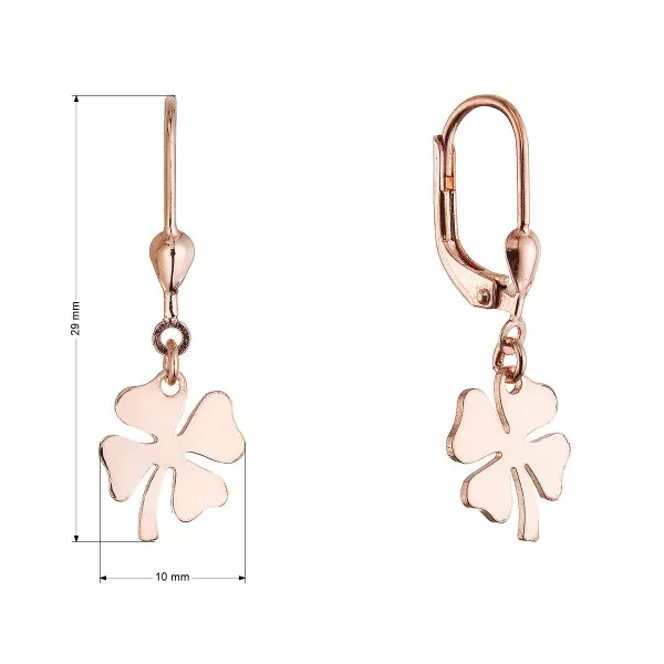 Pozlacené stříbrné náušnice čtyřlístky 61132 rose gold