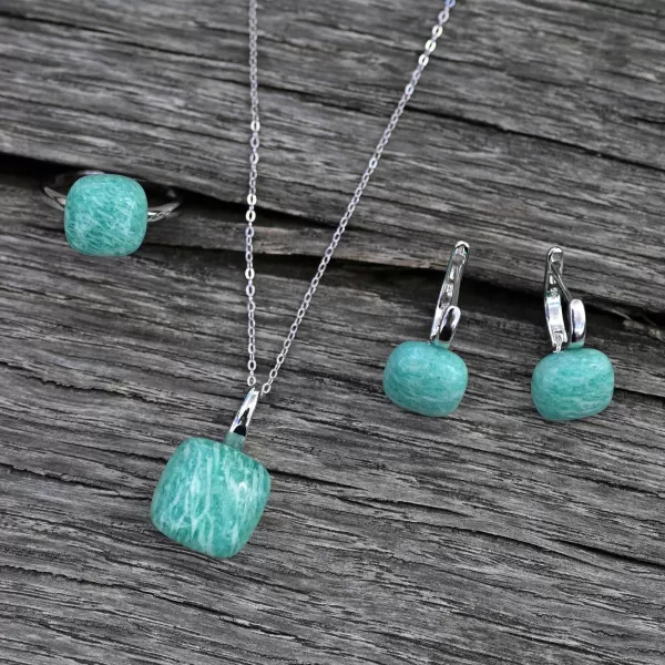 Stříbrné náušnice s pravým amazonitem 11732.3