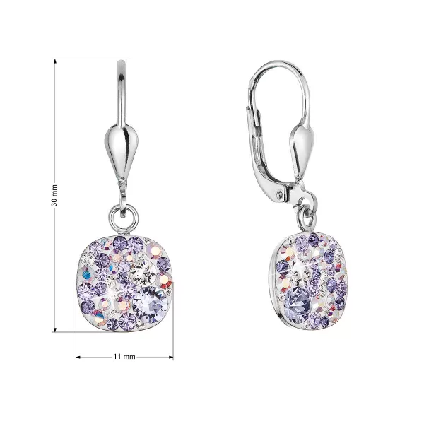 Stříbrné visací náušnice se Swarovski krystaly 31320.3 violet