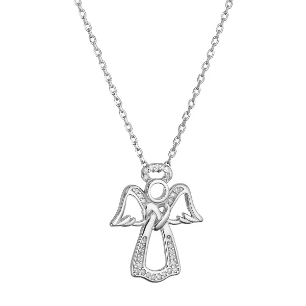 Stříbrný náhrdelník anděl se zirkony 12121.1
