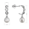 Stříbrné náušnice kruhy se zavěšenou říční perlou 21125.1