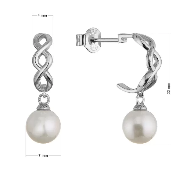 Stříbrné náušnice kruhy se zavěšenou říční perlou 21125.1