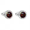 Stříbrné náušnice s opálem a Preciosa krystaly 31217.1 ruby