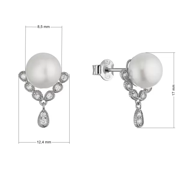Stříbrné ozdobné náušnice s říční perlou 21122.1