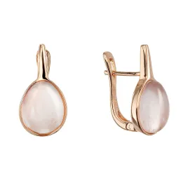 Pozlacené náušnice kapky s pravým růženínem 11730.3 rose gold