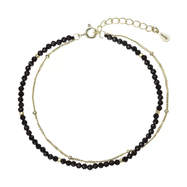 Pozlacený dvojitý náramek s černými spinely 13114.3
