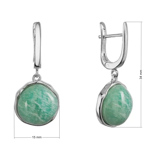 Stříbrné visací náušnice s pravým amazonitem 11735.3