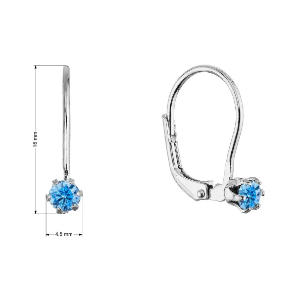 Stříbrné visací náušnice s Preciosa krystalem 31322.3 aqua