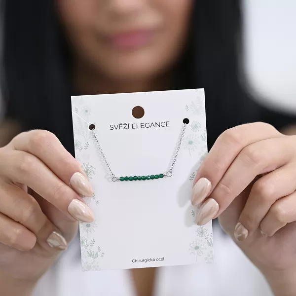 Ocelový náhrdelník zelený 42038.3