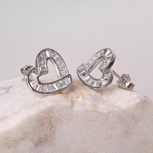 Stříbrné náušnice srdíčka se zirkony 11749.1